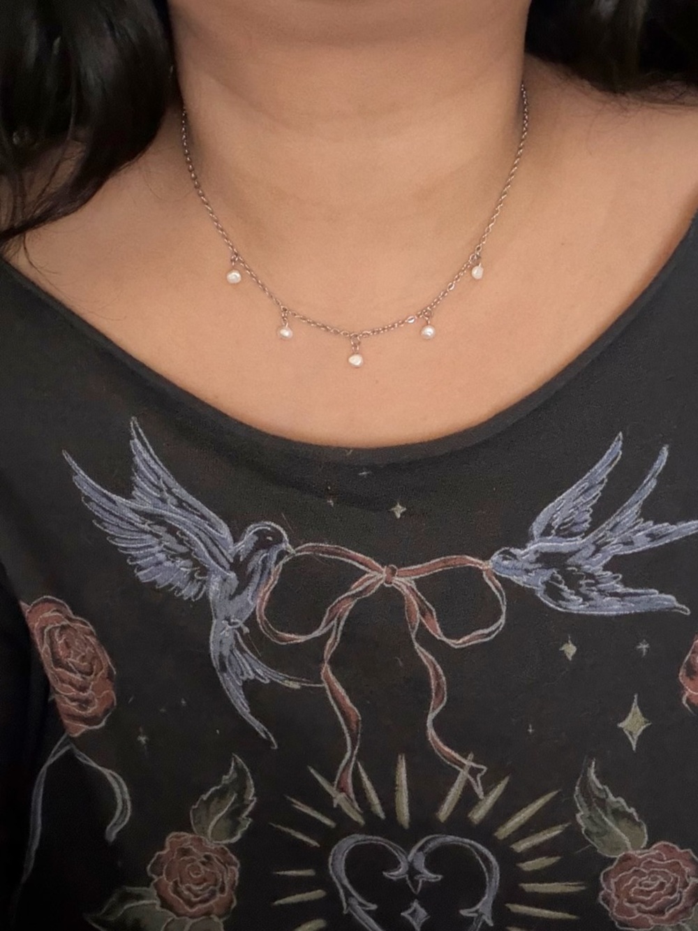 Unique Dainty Natural 5 Freshwater Pearl Drop Necklace